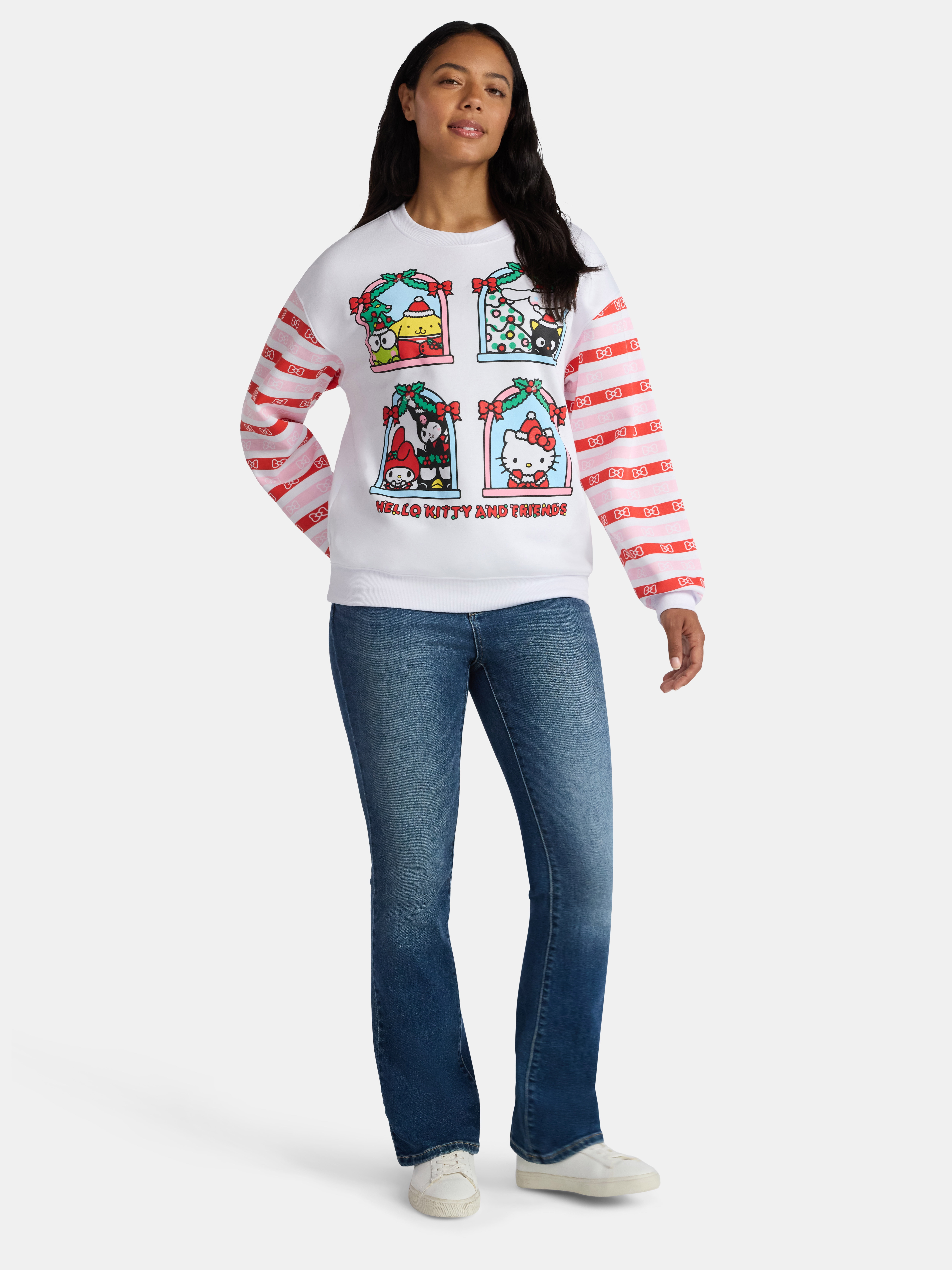 Hello Kitty and Friends Women's Light Up Christmas Graphic Sweatshirt with Long Sleeves, Sizes XXS-XXL