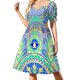 thumbnail image 2 of Vestido de manga corta con diseño maya de círculos de flores Ropa de playa para mujer Vestido, 2 of 7
