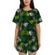 thumbnail image 1 of Fotbe Tropical Leaves1 Conjunto de Pijama Estampado para Mujer, 2 Piezas, Ropa de Dormir con Camiseta de Manga Corta y Shorts Suaves-Medium, 1 of 6