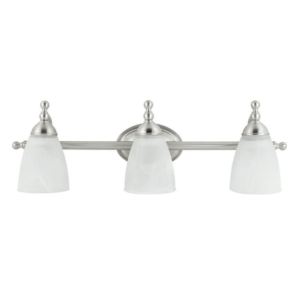Globe Electric Diana 3Light Exclusive Satin Nickel & Alabaster Vanity