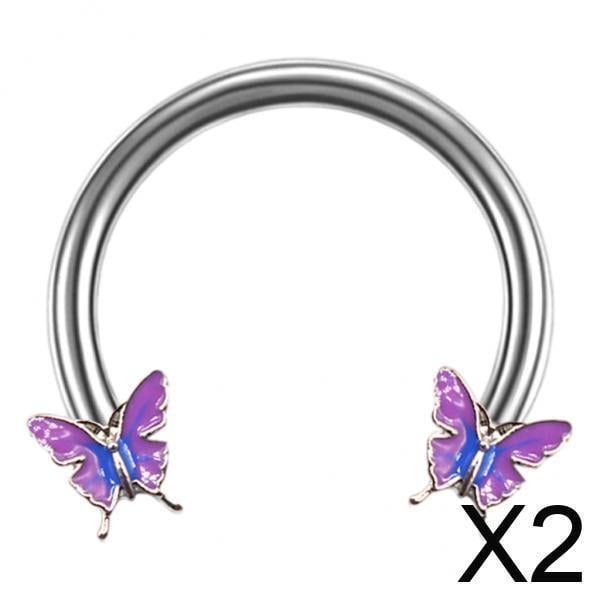 2x Mariposa Ceja Labio Retenedor Cuerpo Piercing Pendiente Nariz Joyería Púrpura