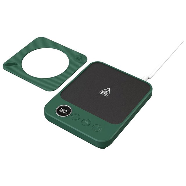Calentador de taza de café para escritorio, calentador de taza eléctrico con calefacción, apagado automático, escritorio de oficina, hogar, cocina, enchufe verde de EE. UU.