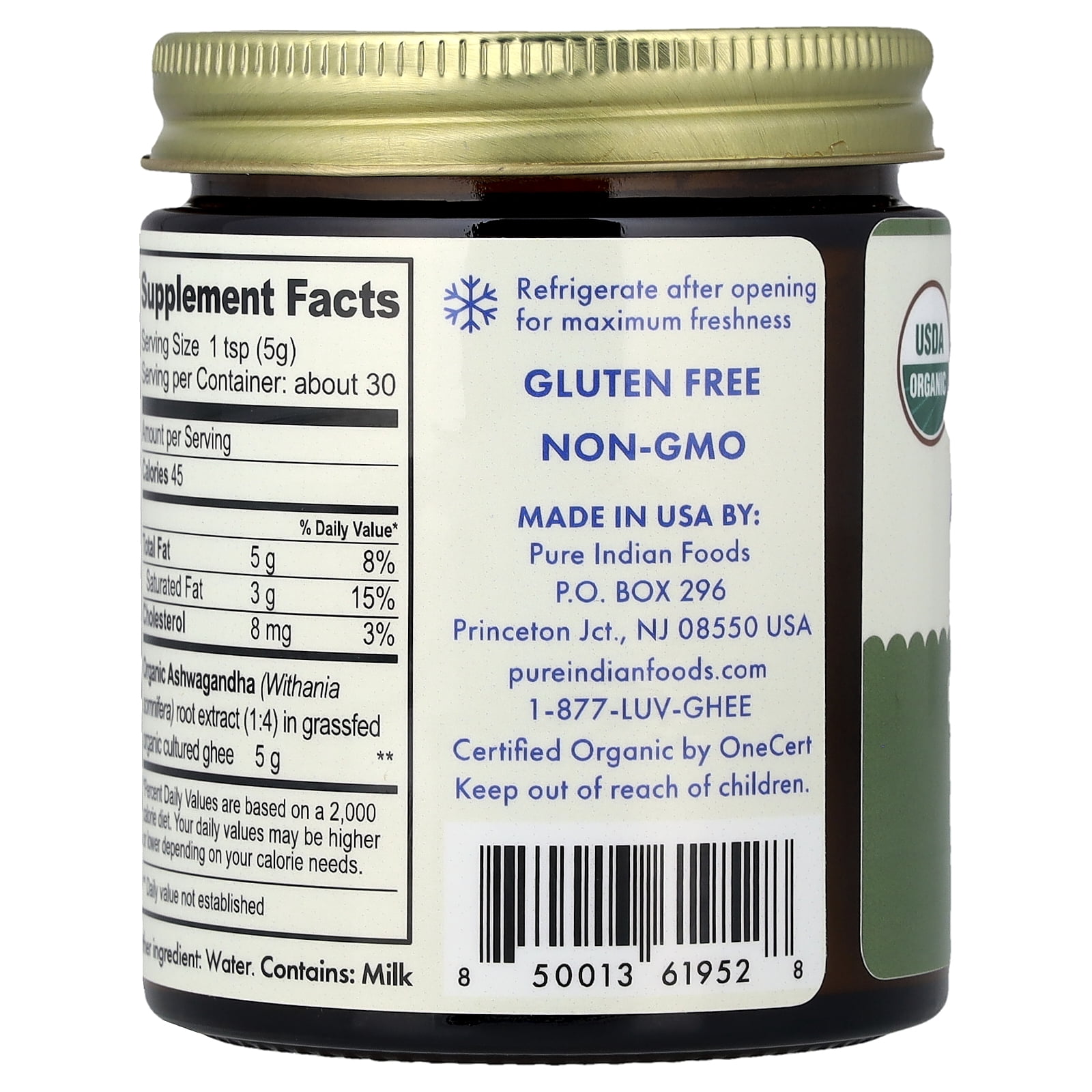 Pure Indian Foods Organic Ashwagandha Ghee, 5.3 oz (150 g)