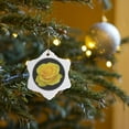 thumbnail image 7 of 3drose, Yellow Rose Close up Photograph Ofyellow Rose of Texas Isolated on Black Background, 3 inch Snowflake Porcelain Ornament, 7 of 7