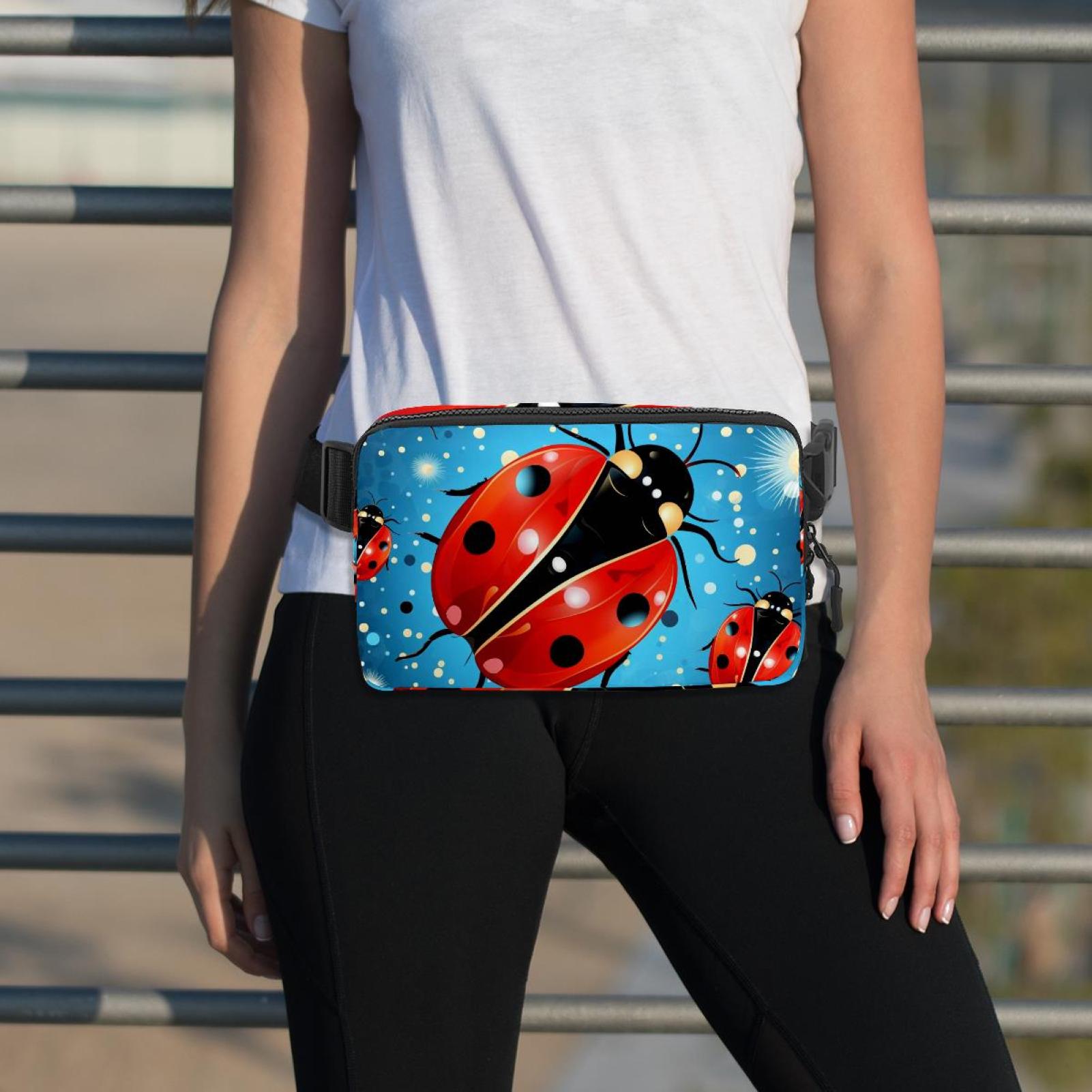 Coccinella septempunctata Running Belt Fanny Packs Waist Packs with Extension Strap Unisex Lightweight Adjustable