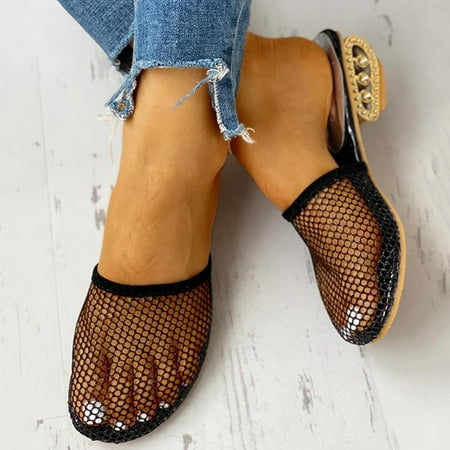 

〖Yilirongyumm〗 Black 38 Slippers For Women Outdoor Vintage Shoes Hollow Women s Fashion Slip Mesh Slippers On Out Ladies Women s Slipper