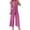 Pink, variant on Women's Jumpsuit with Adjustable Waist Stylish Women's V Neck Belted Waist Long Romper Casual Outfit For Spring Summer Fall Season