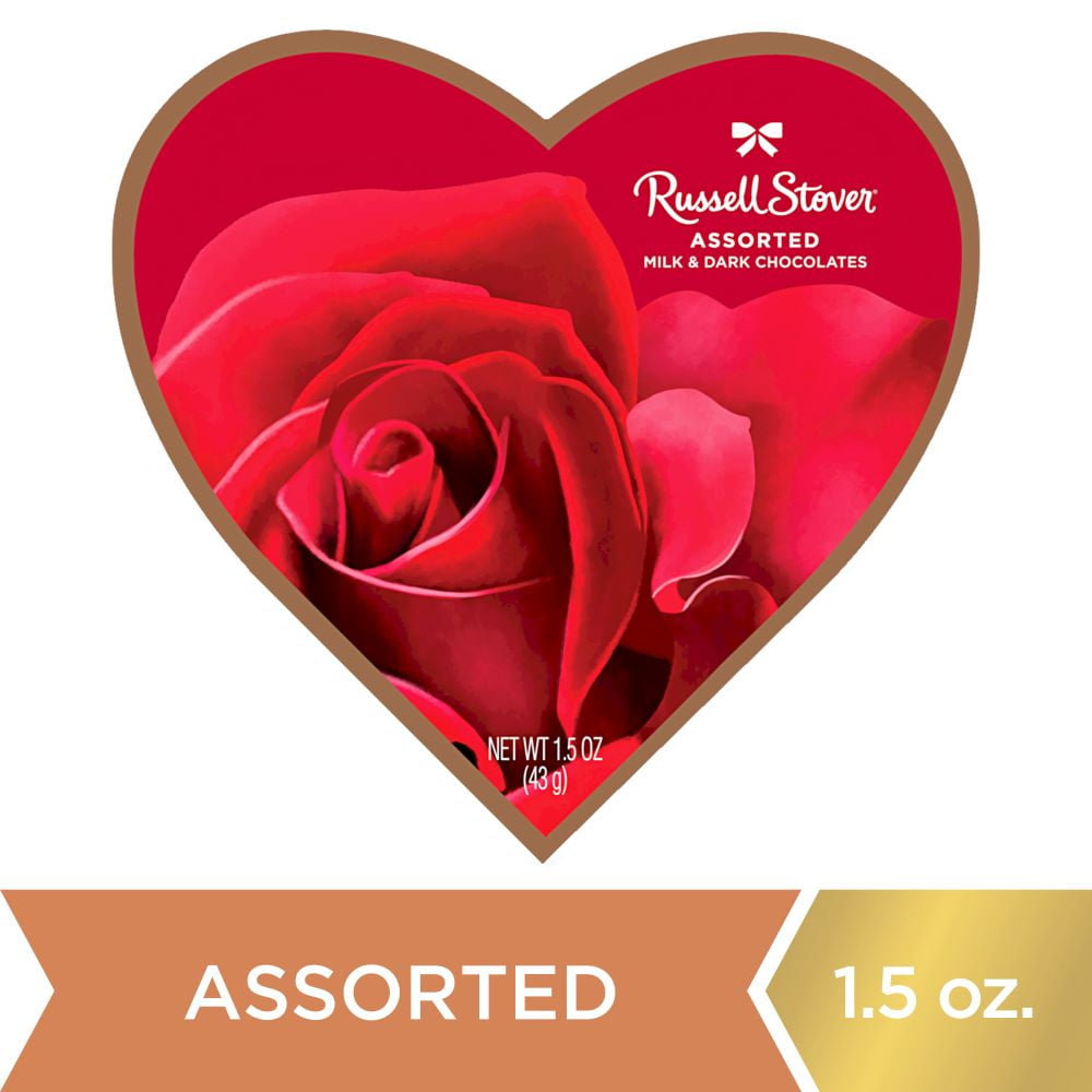 Russell Stover Valentine's Day Photo Heart Chocolate Gift Box, 1.5 oz. (3 Pieces)