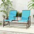 thumbnail image 2 of Spaco Outdoor 2-Person Glider Bench with Steel Frame, Glider Swing Chair Loveseat with Table for Outdoor as Backyard, Lawn, Garden, Blue, 2 of 11