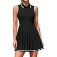 thumbnail image 1 of ATTRACO Robe de Tennis pour Femmes, Robe Polo Côtelée de Golf à Demi-Glissière, Robe d'Entraînement Plissée avec Short et Soutien-Gorge Intégrés, 1 of 8
