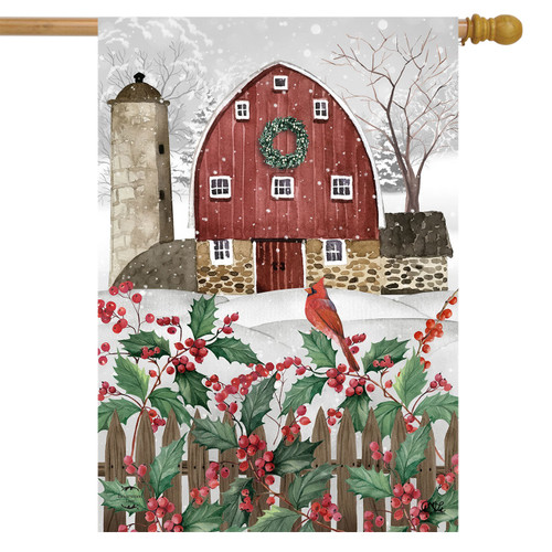 Briarwood Lane Barn in Snow House Flag - Thumbnail 3
