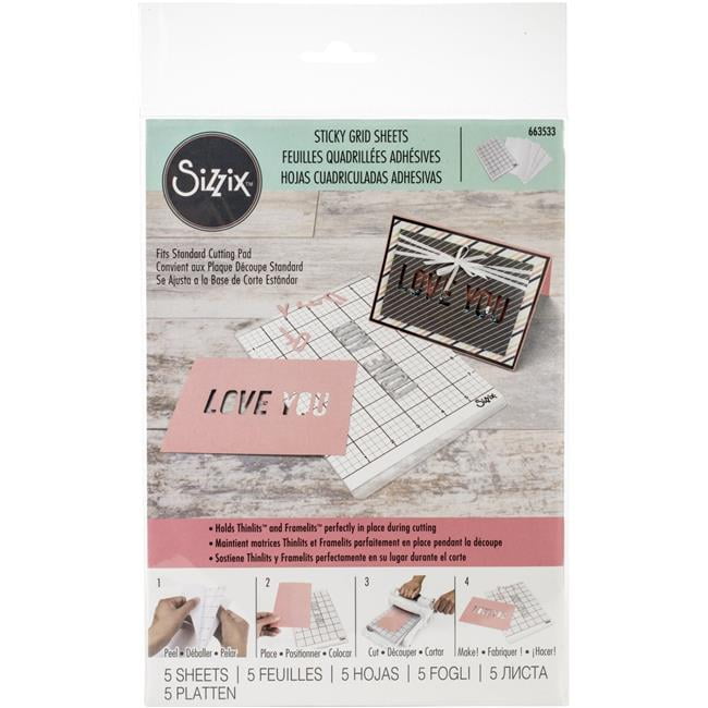 Multicolor 5 Sizzix 663533 Accessory Sticky Grid Sheets 6 x 8 1//2 5 Pack