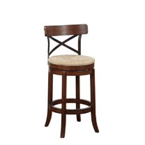 Bowery Hill 29" X-Back Farmhouse Wood Swivel Bar Stool in Mahogany
