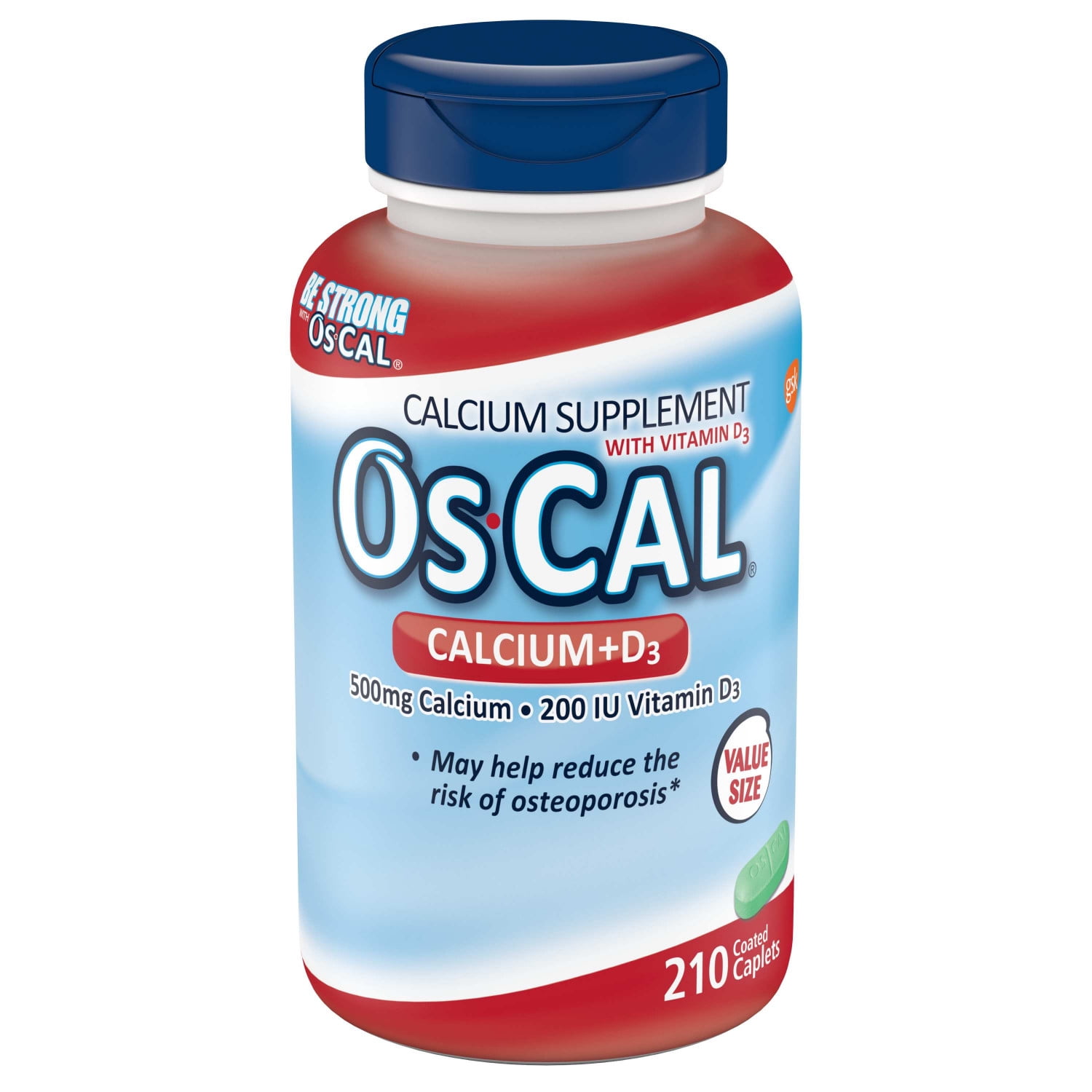 OsCal 500 mg Calcium + 200 IU Vitamin D3 Caplets Calcium Supplement