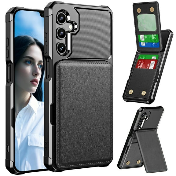 CCSmall Wallet Case for Samsung Galaxy A56 5G with Card Holder for Women Men, Luxury Folio Leather Wallet & TPU Bumper Phone Case for Galaxy A36 5G / Samsung A56 5G ZM Black