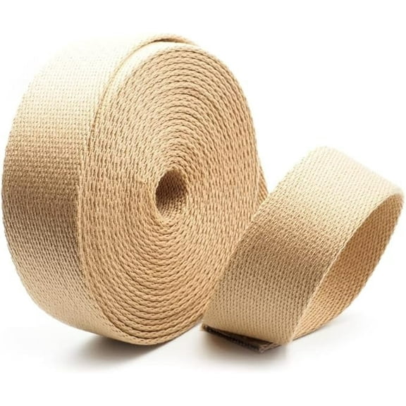 Heavy Cotton Webbing - Straps for Arts and Crafts, Luxury Bag Strap High Density Webbing (1 1/2 Inch x 50 Yards, Tan)