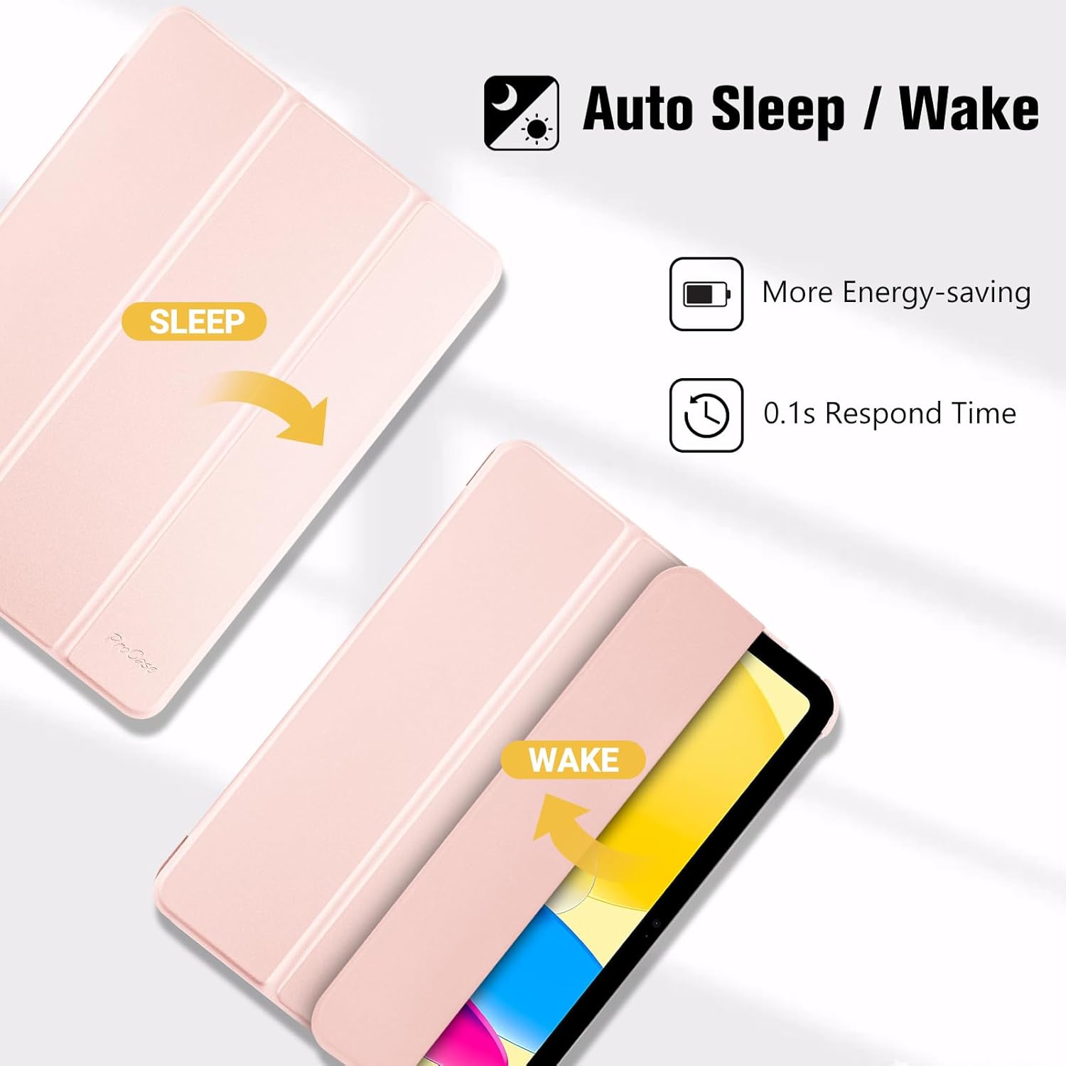 IPad 11th & 10th Gen Case With Stand - American Flag Baseball Design Auto Wake/Sleep