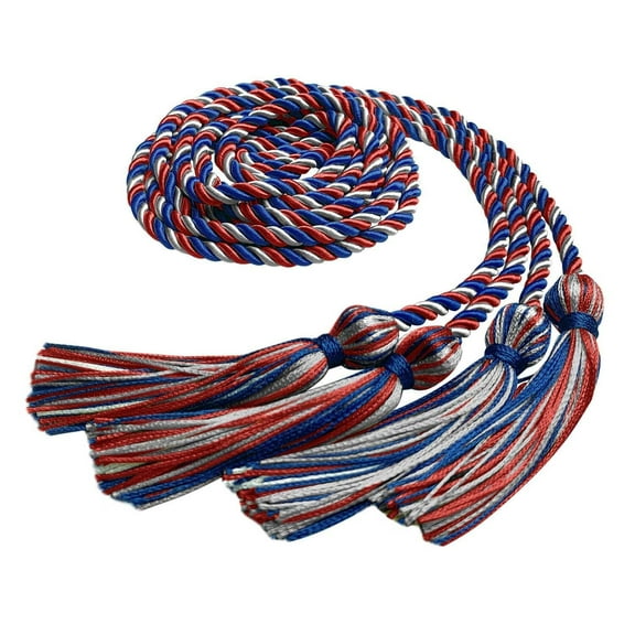 Endea Graduation Double Graduation Honor Cord Royal Blue/Red/Silver