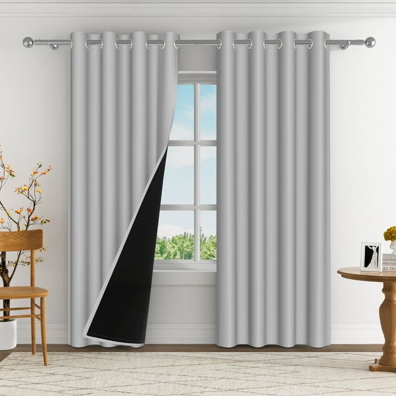Aofoto Home Modern Gray Ombre Grommet Blackout Curtain Sets, Gray,52"x 84"(2 Panels)