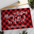 thumbnail image 2 of Personalized Planet 27x18 Marry Christmas Ya'll Holiday Doormat with Custom Family Name Printed on Red and Black Plaid Rectangular 1/8” Thick Non Slip Mat for Kitchen Hallway Deck or Porch, 2 of 6