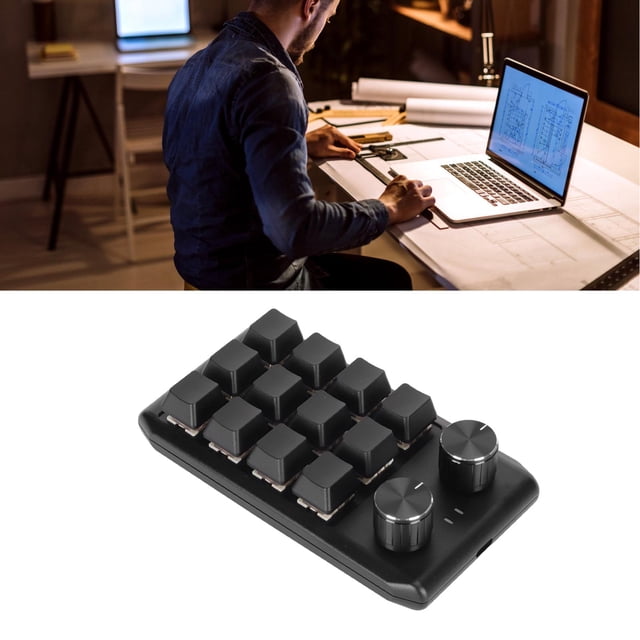 Mini Clavier 12 Touches, Clavier de Jeu Programmable 12 Touches 2 Boutons pour PC, Clavier Mécanique Portable à une Main pour Win
