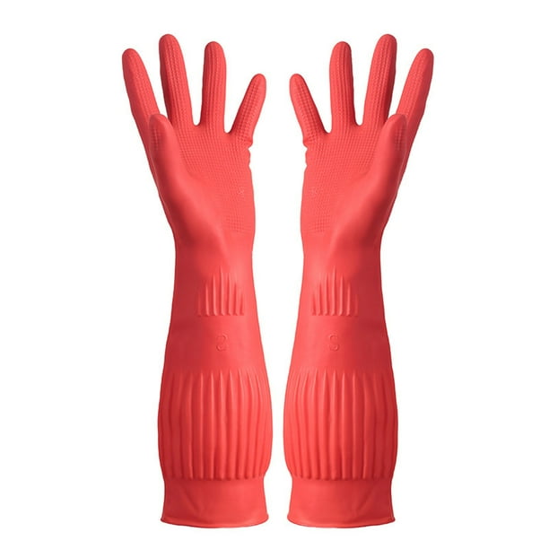 Guantes de látex con refuerzo de goma para fregar platos y lavar la ropa, antideslizantes, duraderos, de goma y plástico