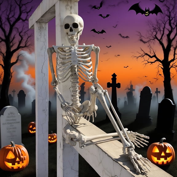 Skeleton, Halloween, Life-Size Posable, Realistic Movable Joints, Haunted House Yard Indoor Outdoor Decor, 5.4ft