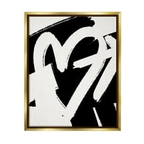 Stupell Industries Arrow Through Heart Black Contemporary Street Style Graphic Art Metallic Gold Floating Framed Canvas Print Wall Art, Design by Leah Straatsma