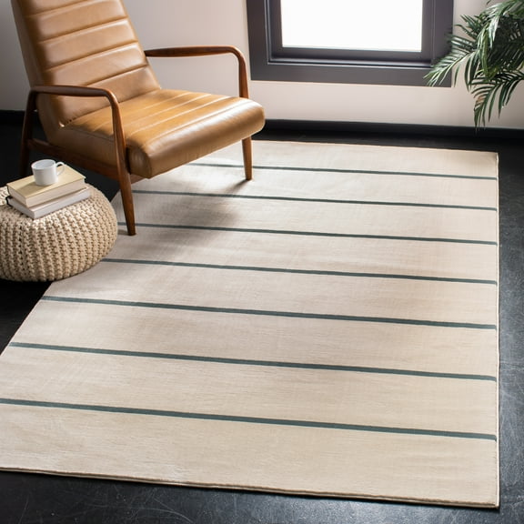 SAFAVIEH Orwell Caelestinus Solid Striped Area Rug, Ivory/Navy, 5'3" x 7'7"