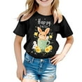 thumbnail image 4 of Glisme Girls Tops Size 3-4 Years Easter Graphic Tee Short Sleeve Cartoon Printed Casual T Shirt Athletic Fit Black Tee, 4 of 4