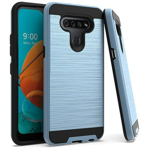 Emax Brushed Hybrid Case for LG K51 - Light Blue Black