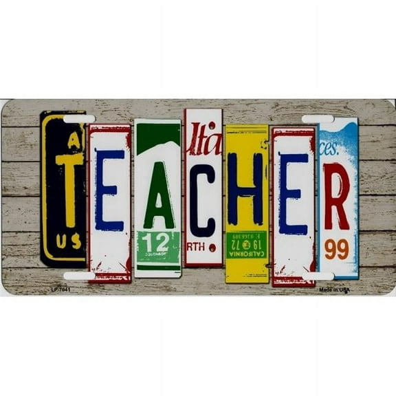 Teacher Cut Style Metal License Plate