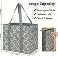 thumbnail image 3 of PYAN-3-Pack Reusable Grocery Bags Foldable Washable Storage Bins Basket Water Resistant Shopping Utility Tote Bag Grey, 3 of 3