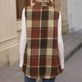 thumbnail image 4 of GEWSEY Sleeveless Shakcets for Women 2025 Fall Long Plaid Vest Tweed Blazer Jacket Casual Checkered Vest Button Down Cardigan (Orange, S), 4 of 9
