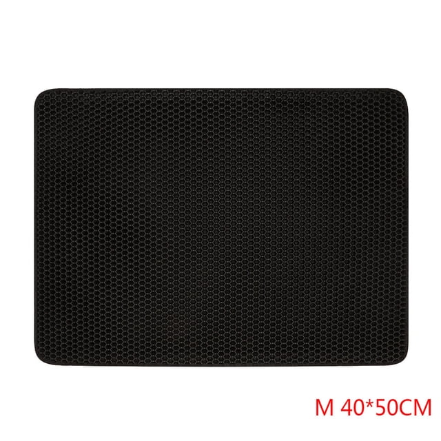 Greeniant Caja de arena para gatos de doble capa, alfombrilla para trampero, alfombrilla plegable para mascotas, goma espuma EVA Perchas para gatos negro METRO