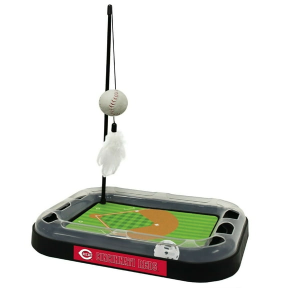 Pets First MLB Cincinnati Reds CAT Scratcher Mat Toy with Catnip Plush & Feather Cat Toy 5-in-1 Kitty Toy