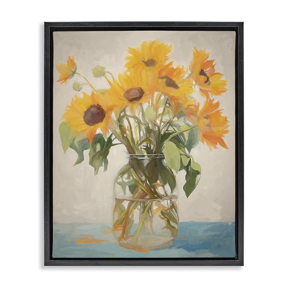 Stupell Industries French Country Classic Sunflower Bouquet Black Floating Frame Canvas Art, 17 x 21, by Ramona Murdock