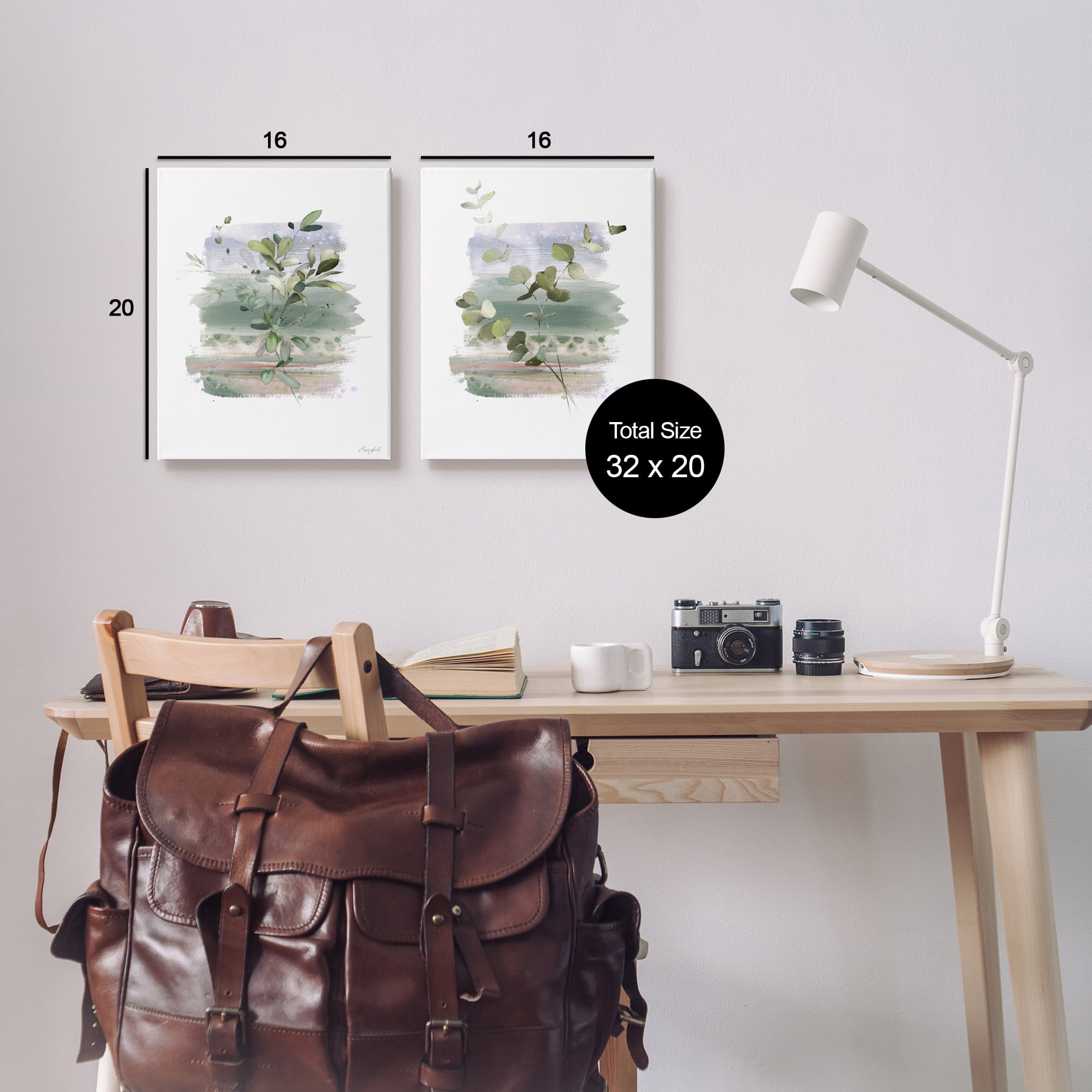 Stupell Industries Modern Botanical Sprigs Botanical & Floral Painting Gallery Wrapped Canvas Art Print Wall Art, 16 x 20, Set of 2