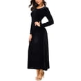 thumbnail image 3 of Vestido largo elástico de terciopelo fruncido de manga larga elegante para mujer Xemadio WRMH-233-6, 3 of 5