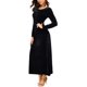 thumbnail image 3 of Vestido largo elástico de terciopelo fruncido de manga larga elegante para mujer Xemadio WRMH-233-11, 3 of 5