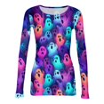 thumbnail image 4 of IYYVV Halloween Shirts for Women 2026 Long Sleeve Crewneck Slim Fitted Basic Tees Funny Ghost Pumpkin Graphic Ribbed Shirt Purple S, 4 of 6