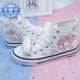 thumbnail image 1 of 2025 zapatos blancos de verano y otoño nuevo estilo jade canela perro zapatos de lona de caña alta para niñas y niñas corazón ins graffiti versión coreana tendencia versátil, 1 of 5