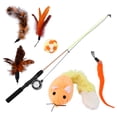 thumbnail image 3 of Juego de 7 Uds de palos para gatos retráctiles con plumas, caña de pescar, campanas, varita para gatos, juego de juguete para gatitos de interior, 3 of 8