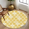 thumbnail image 2 of Round Area Rugs Collection 6 Ft, Yellow Geometric Non-Slip Residential Carpet, Morocco Modern Abstract Plaid Art Indoor Crawling Mats Runner Rugs for Living Room/Dining Room/Bedroom, 2 of 8