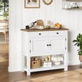 thumbnail image 2 of Homfa Farmhouse Console Table with 2 Drawers& Doors, Sofa Table with Storage Cabinet and Open Shelf for Living Room Entryway, White& Brown, 2 of 8