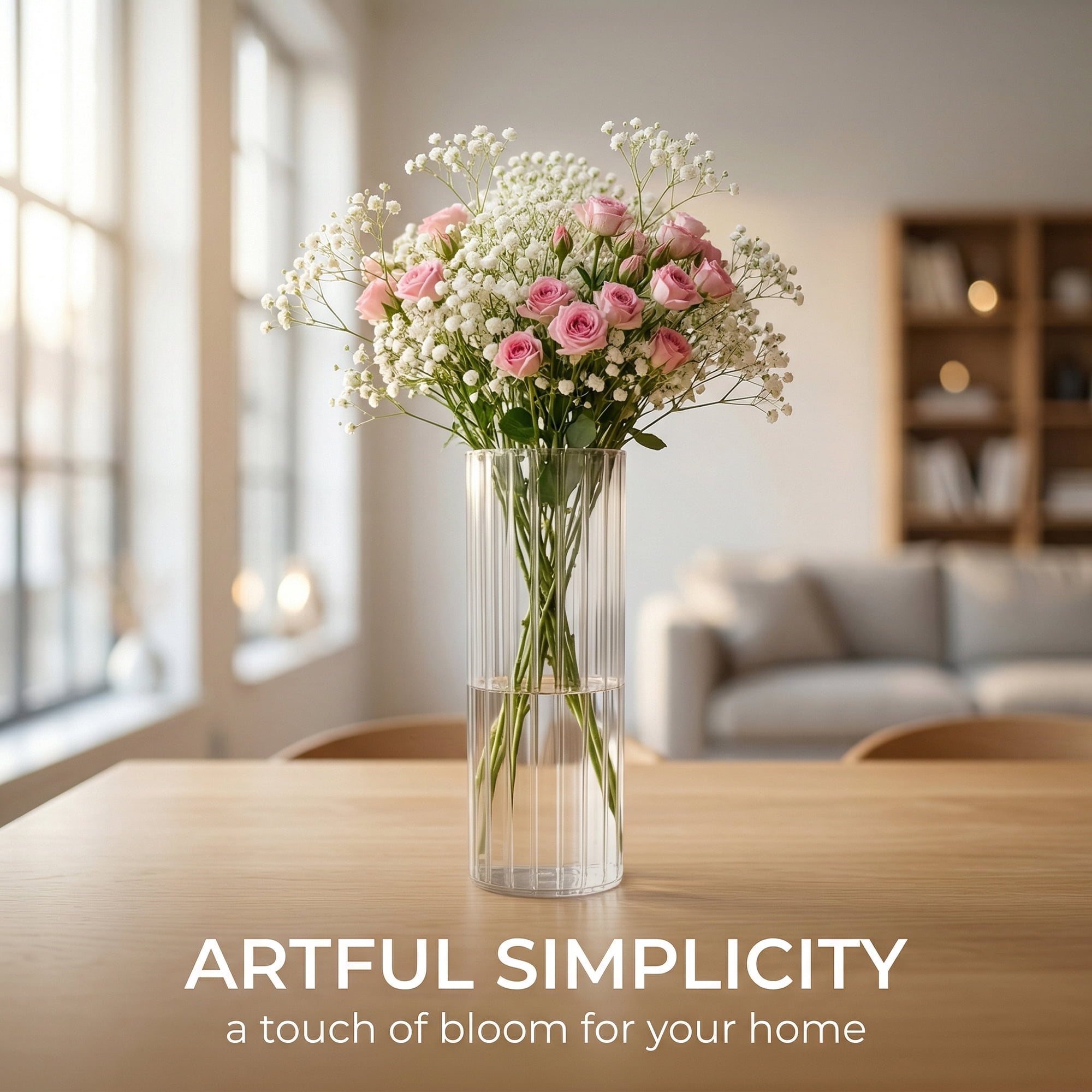 Unique Bargains Acrylic Cylinder ase Clear Tall Plastic Vase Clear 3.9"L x 3.9"L x 11.8"H