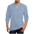 thumbnail image 3 of VBTAPA Long Sleeve Shirts for Men Big and Tall Spring T Shirts Casual Loose Fit Round Neck T Shirt Solid Color Workout Athletic Tees Light Blue XXXL, 3 of 6
