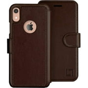 LUPA iPhone XR Wallet case, Durable and Slim, Lightweight with Classic Design & Ultra-Strong Magnetic Closure, Faux Leather, Chocolate Brown, for Apple XR