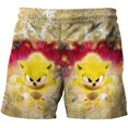thumbnail image 3 of Pantalones de playa Sonic The Hedgehog para niñas y niños, estilo Harajuku, ropa para parejas, pantalones cortos con estampado de dibujos animados en 3D, 3 of 5