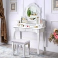 thumbnail image 4 of Costway White Vanity Wood Makeup Dressing Table Stool 3 Drawer, 4 of 10